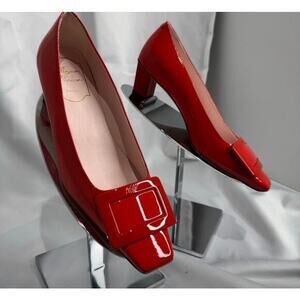 Roger Vivier Belle Vivier 45 patent leather slingback pumps